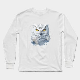 Owl Portrait Animal Painting Wildlife Outdoors Adventure Long Sleeve T-Shirt
